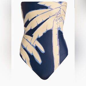 Johanna Ortiz Las Islas Winter Sun Alta Mar Navy and Cream One Piece Swimsuit